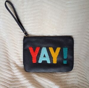Colorful 'YAY!' Black Wristlet Clutch